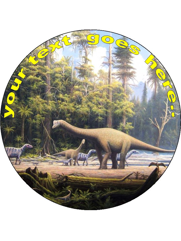 Dinosaur Dino scene Personalised Edible Cake Topper Round Icing Sheet - The Cooks Cupboard Ltd