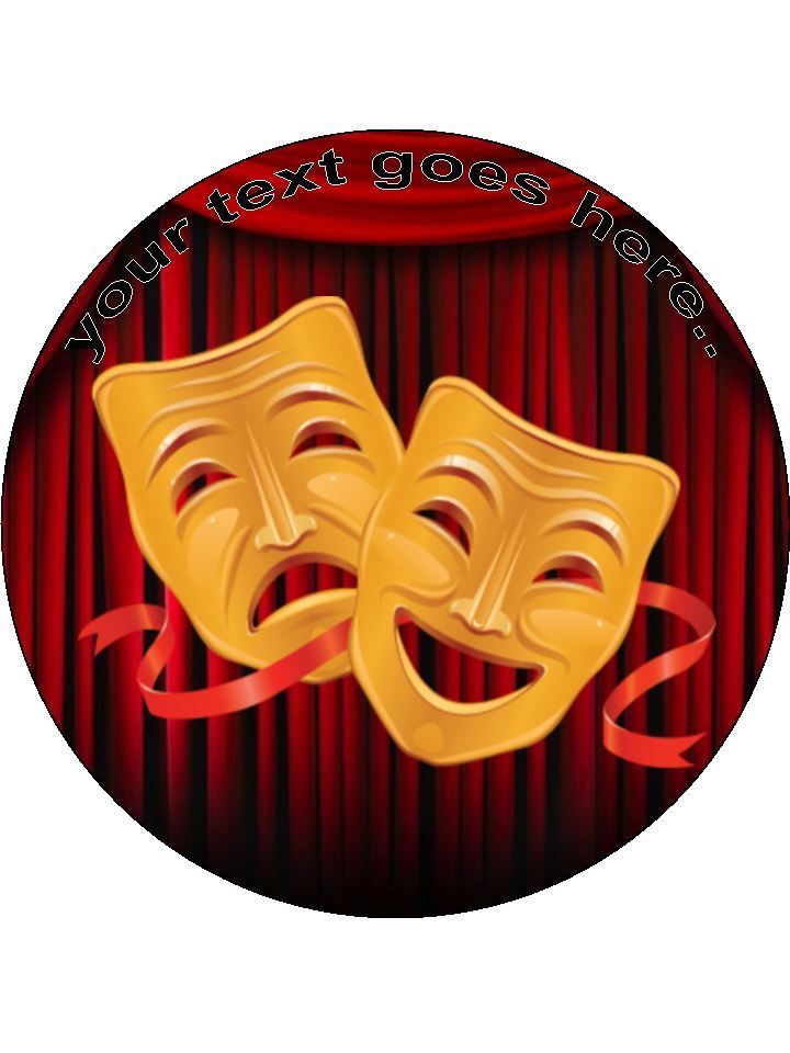 Drama acting masks Personalised Edible Cake Topper Round Icing Sheet - The Cooks Cupboard Ltd