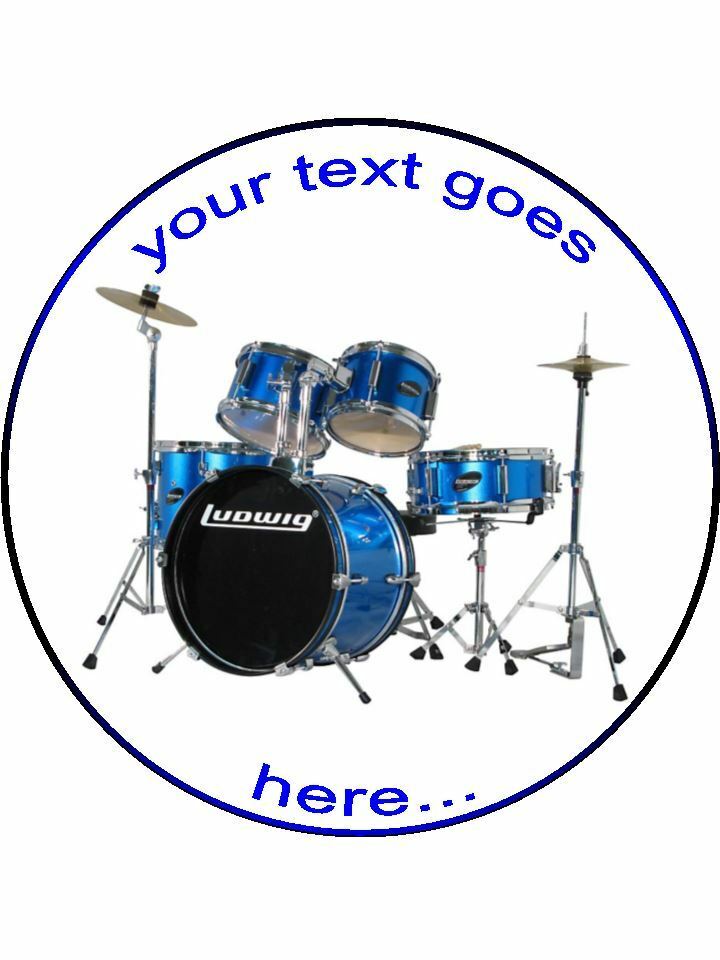 Drum kit Drums music Personalised Edible Cake Topper Round Icing Sheet - The Cooks Cupboard Ltd
