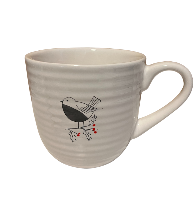 White Mug with Festive Robin Design