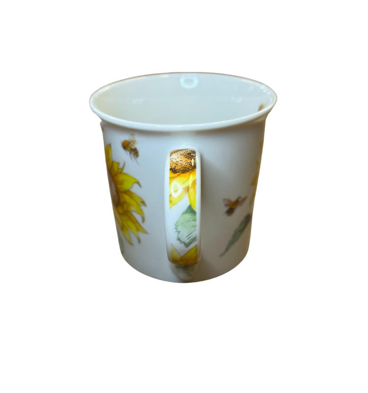 Bee-tanical Fine China Mug with Sunflower and Bee Design