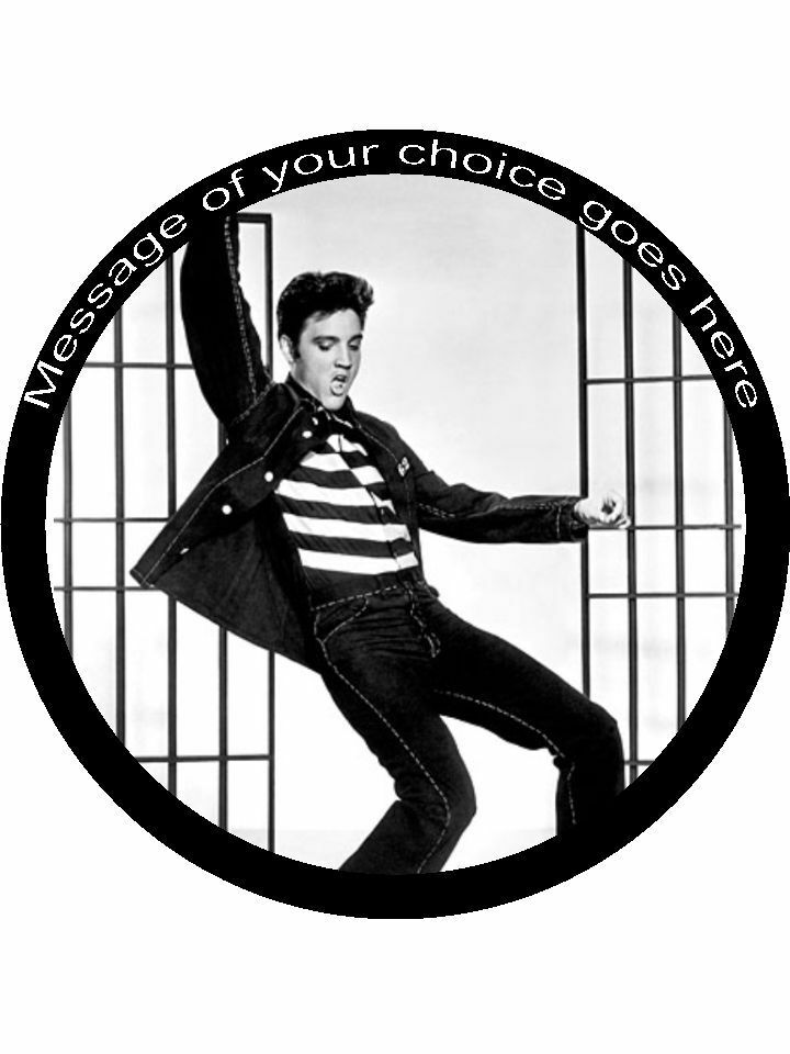 Elvis Presley Jailhouse Rock Personalised Edible Cake Topper Round Icing Sheet - The Cooks Cupboard Ltd