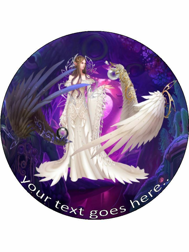 Enchanted Angel Fantasy Personalised Edible Cake Topper Round Icing Sheet - The Cooks Cupboard Ltd
