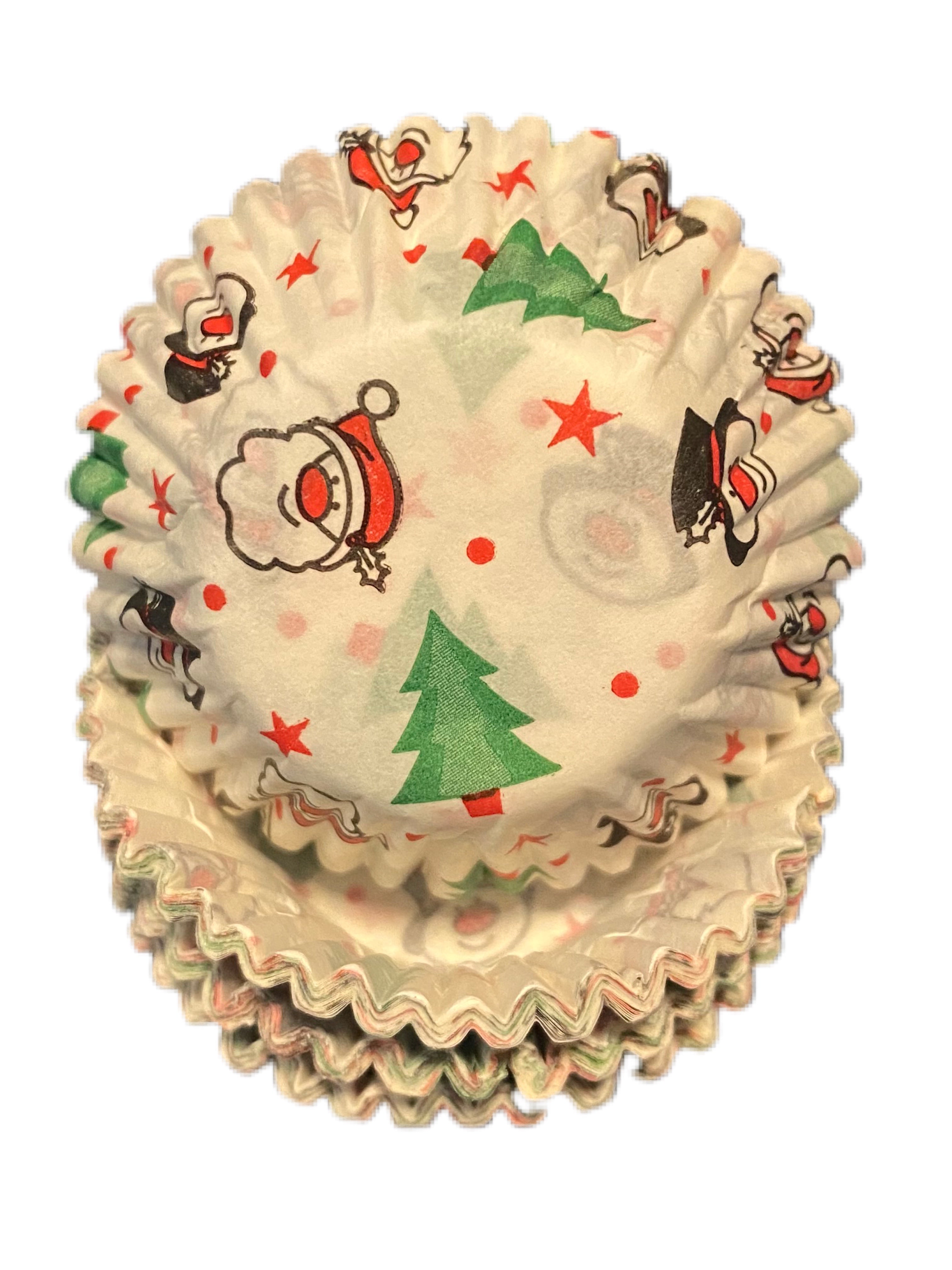 Petit Four Mini Baking Cases - Santa and Christmas Trees - Pack of 100 - Ideal for Mini Cupcakes, chocolates, sweets or Petit Fours - Kate's Cupboard