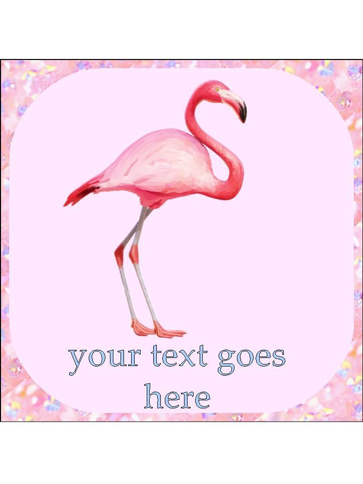 Flamingo Pink Bird Trendy Personalised Edible Cake Topper Square Icing Sheet - The Cooks Cupboard Ltd