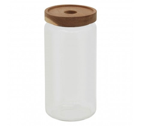 Glass Storage Jar with Acacia Wood Lid - The Cooks Cupboard Ltd
