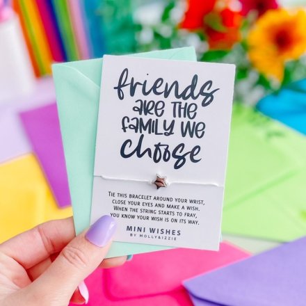 Friends are the Family we Choose A Little Wish Sentiment String Bracelet