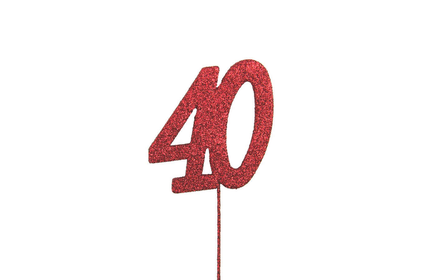 Glitter Number on Stem Instant Cake Topper - 40 Red - The Cooks Cupboard Ltd