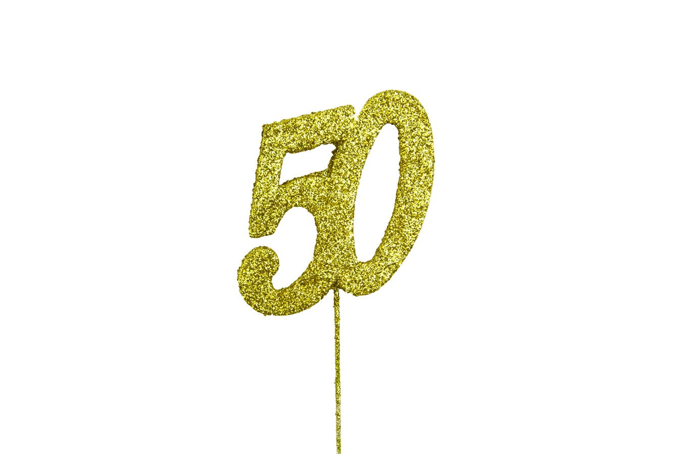 Glitter Number on Stem Instant Cake Topper - 50 Gold - The Cooks Cupboard Ltd