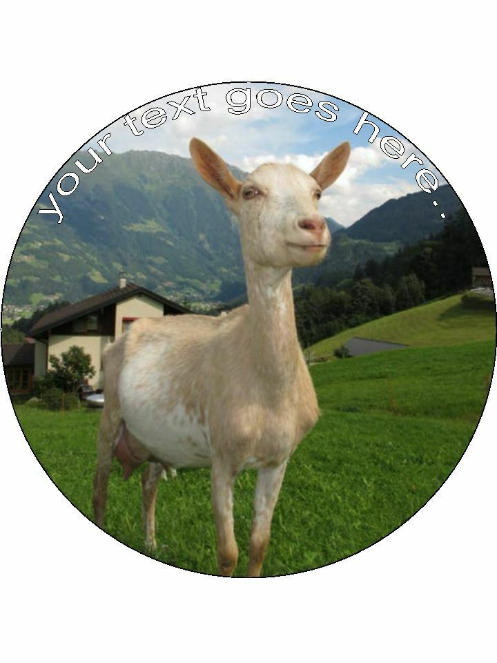 Goat Farm yard animal Personalised Edible Cake Topper Round Icing Sheet - The Cooks Cupboard Ltd