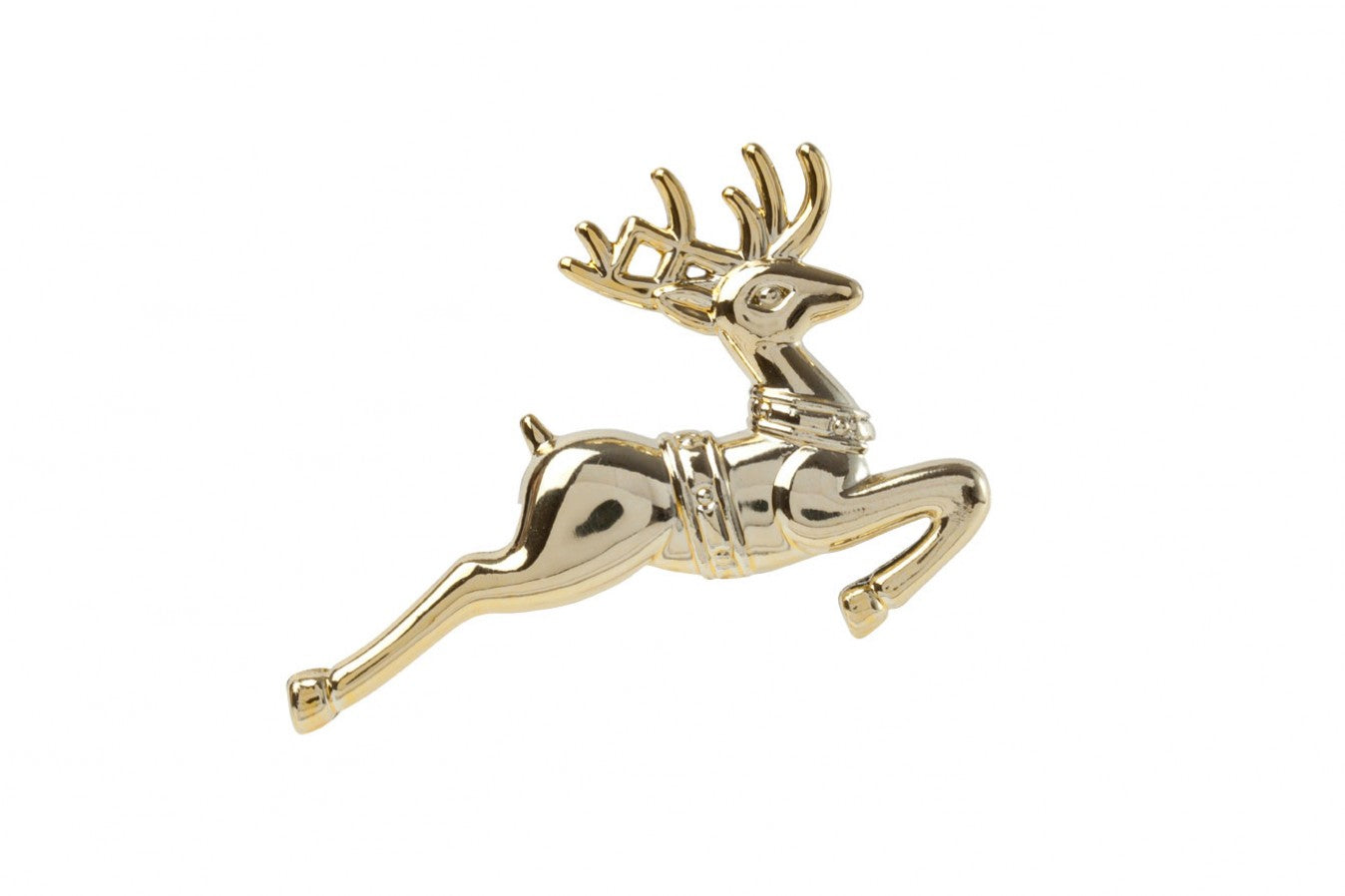 Gold Leaping Reindeer Plastic Christmas Cake or Yule Log Decoration - The Cooks Cupboard Ltd