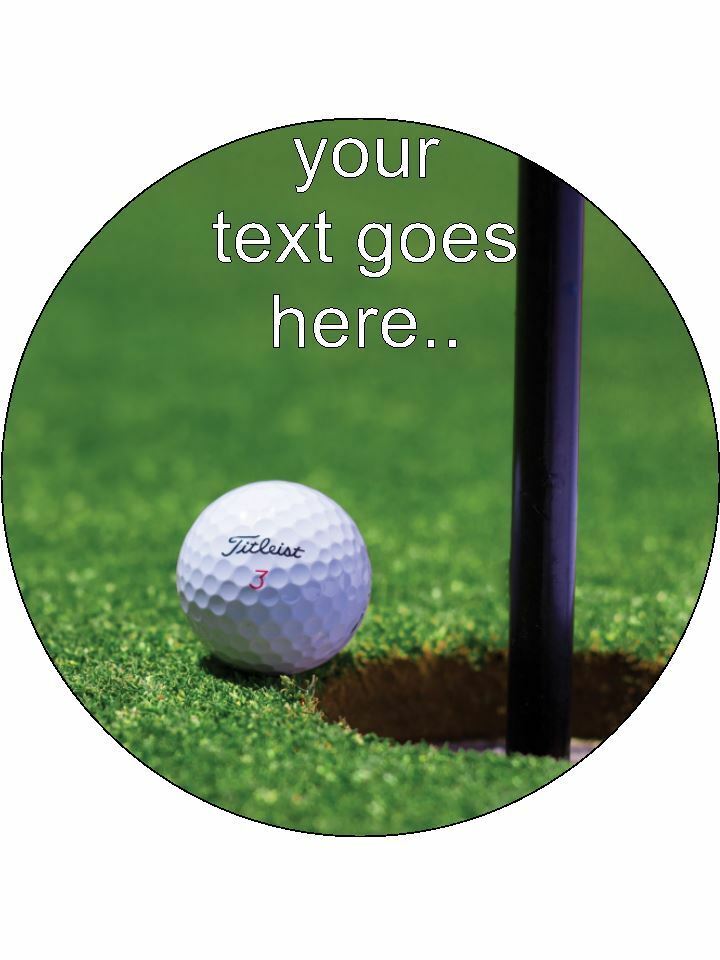 Golf Ball Hole In One green Personalised Edible Cake Topper Round Icing Sheet - The Cooks Cupboard Ltd