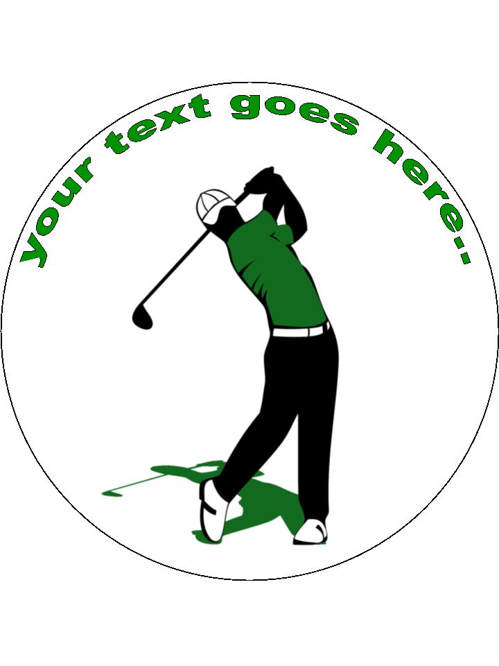 Golf Golfing Golfer Man Personalised Edible Cake Topper Round Icing Sheet - The Cooks Cupboard Ltd