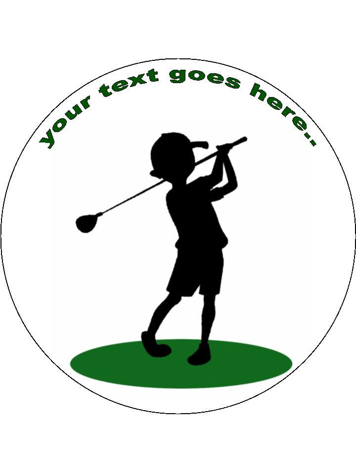 Golf Golfing Golfer boy Personalised Edible Cake Topper Round Icing Sheet - The Cooks Cupboard Ltd