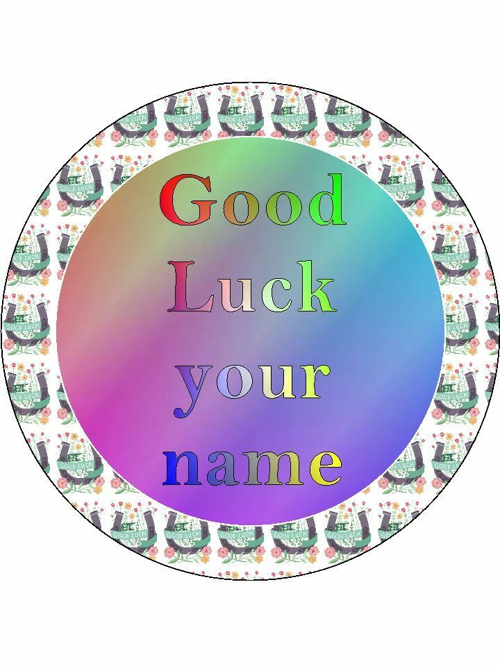 Good Luck colourful bright  Personalised Edible Cake Topper Round Icing Sheet - The Cooks Cupboard Ltd