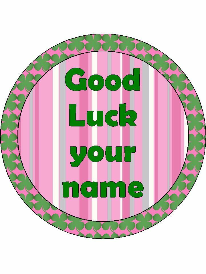 Good luck pink shamrock Personalised Edible Cake Topper Round Icing Sheet - The Cooks Cupboard Ltd