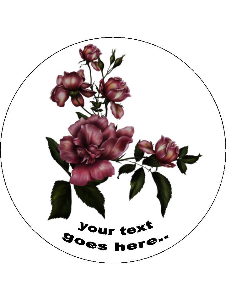 Gothic Floral Flowers Personalised Edible Cake Topper Round Icing Sheet - The Cooks Cupboard Ltd