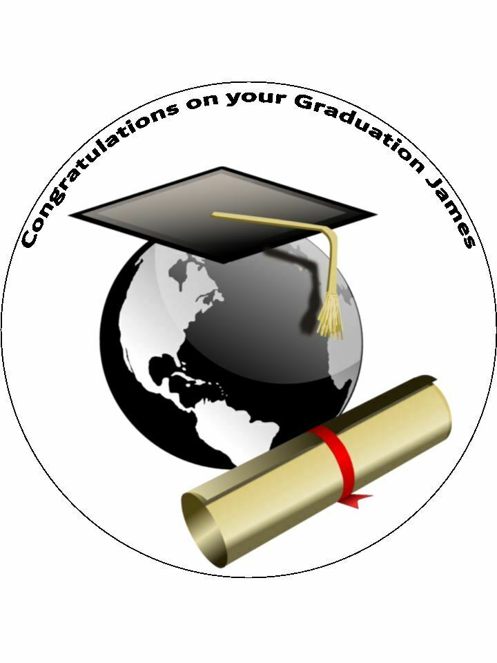 Graduation Geography Degree Personalised Edible Cake Topper Round Icing Sheet - The Cooks Cupboard Ltd