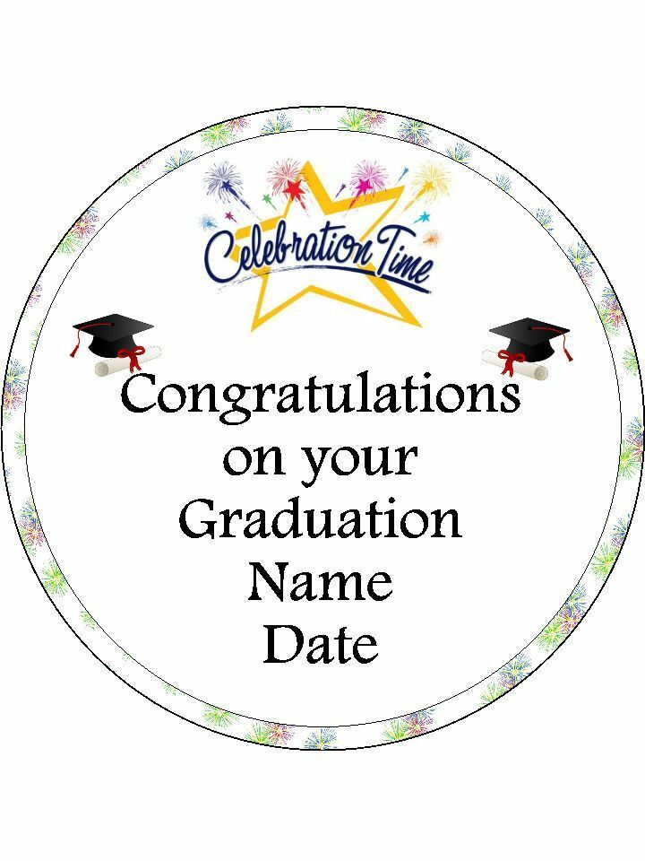 Graduation Grad Colourful Personalised Edible Cake Topper Round Icing Sheet - The Cooks Cupboard Ltd
