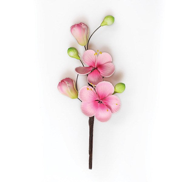 Gumpaste Cherry Blossom Spray 5.5'' pink floral spray - The Cooks Cupboard Ltd