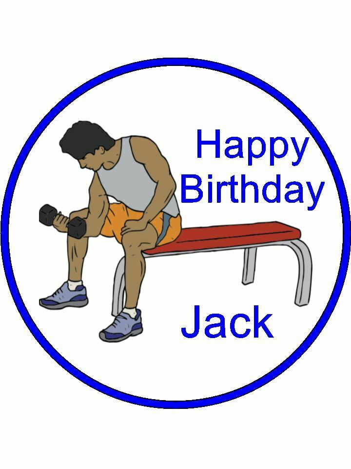 Gym weights bench fitness Personalised Edible Cake Topper Round Icing Sheet - The Cooks Cupboard Ltd