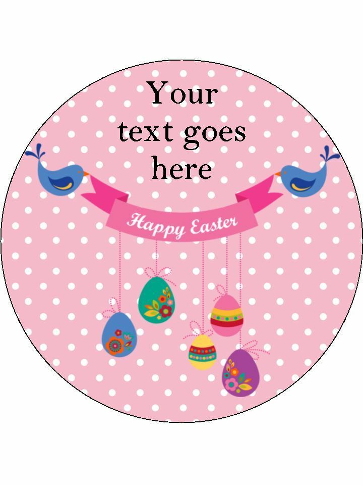 Happy Easter Bird Pink Polka Personalised Edible Cake Topper Round Icing Sheet - The Cooks Cupboard Ltd
