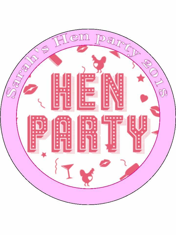 Hen party hen night Personalised Edible Cake Topper Round Icing Sheet - The Cooks Cupboard Ltd