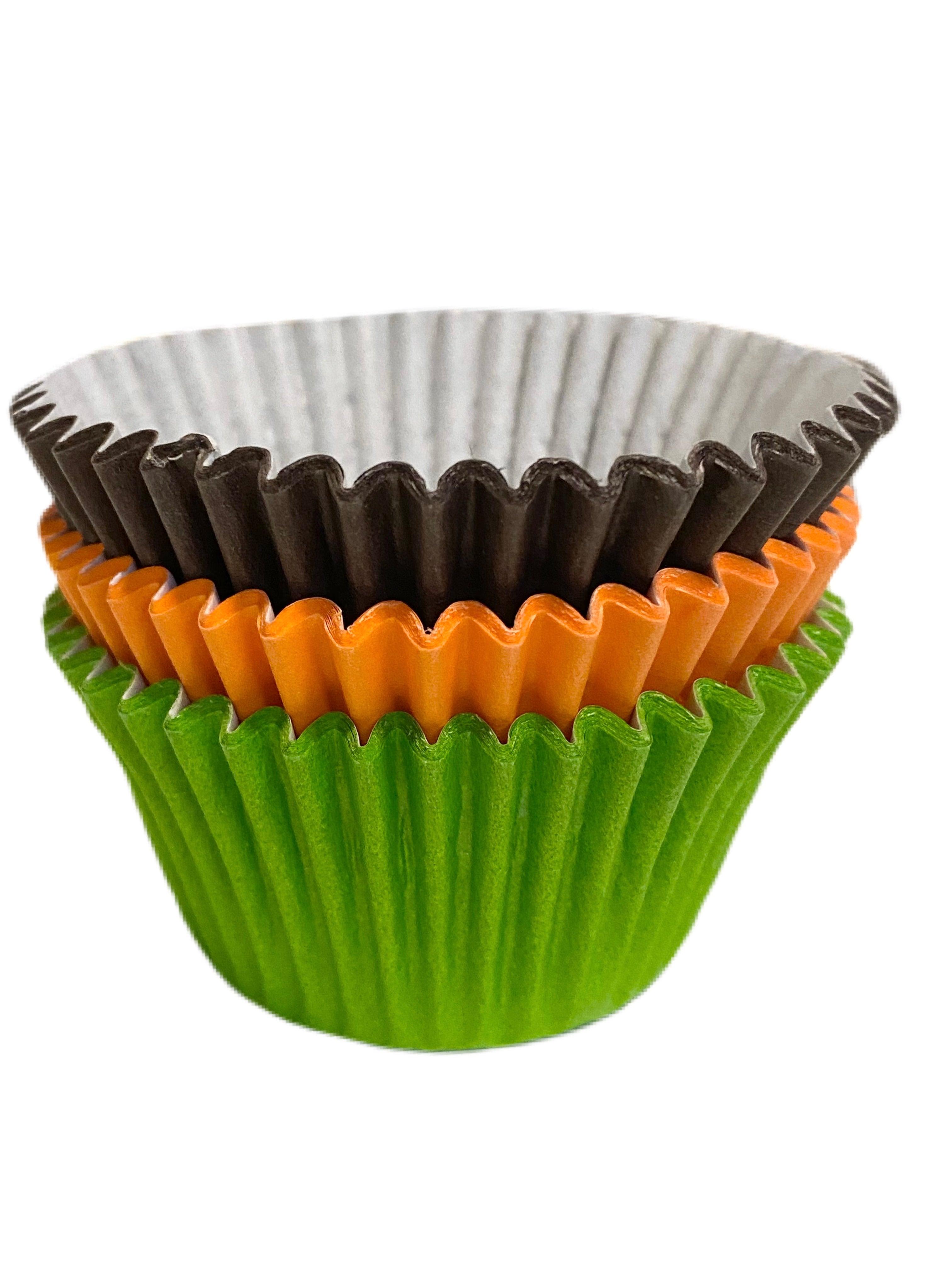 Paper Cupcake Baking Cases - pack of Approx 36 - Jungle / Dinosaur Mix (Brown, Orange, Lime) - The Cooks Cupboard Ltd
