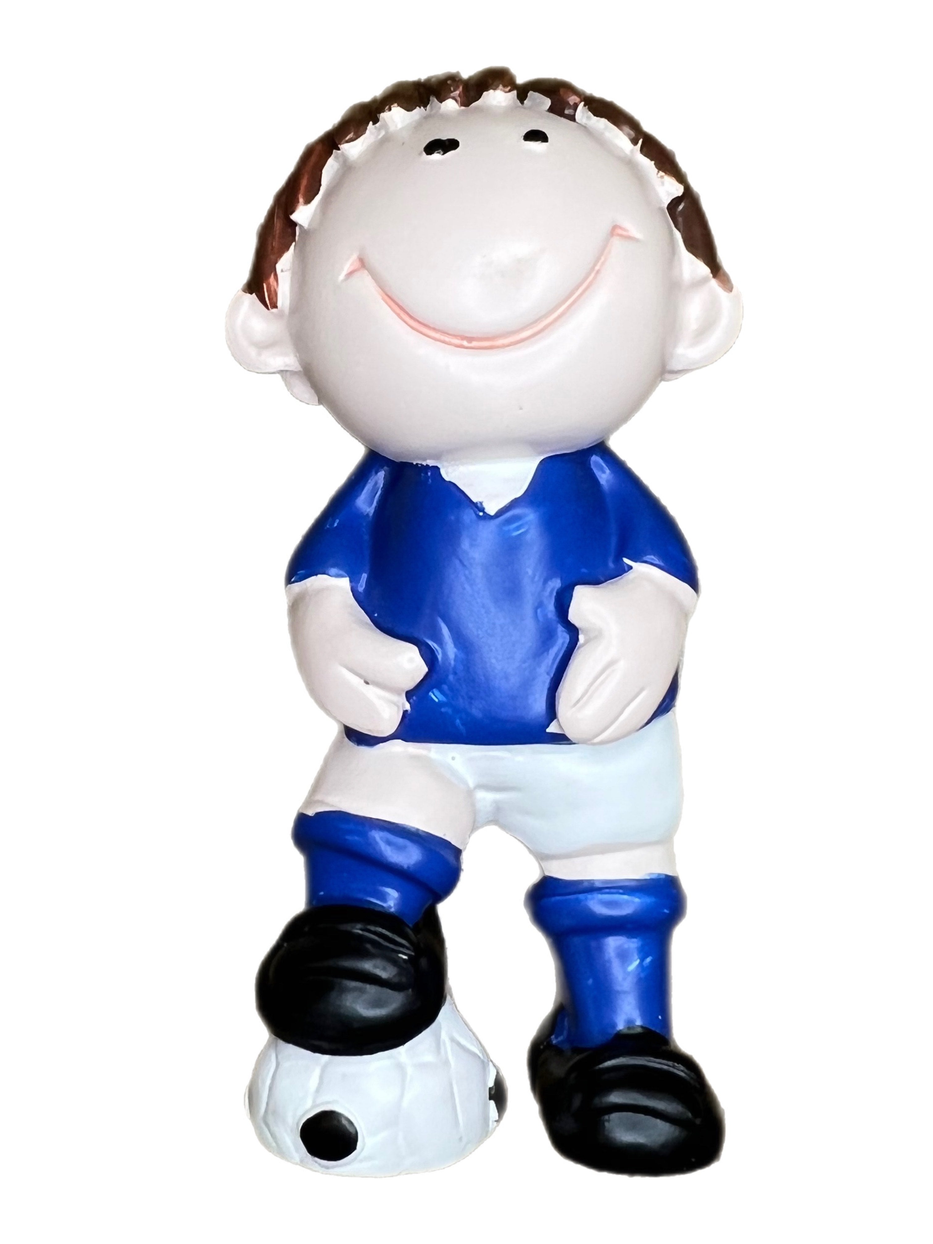 Resin Football Footballer Cake Topper Decoration - Blue Shirt