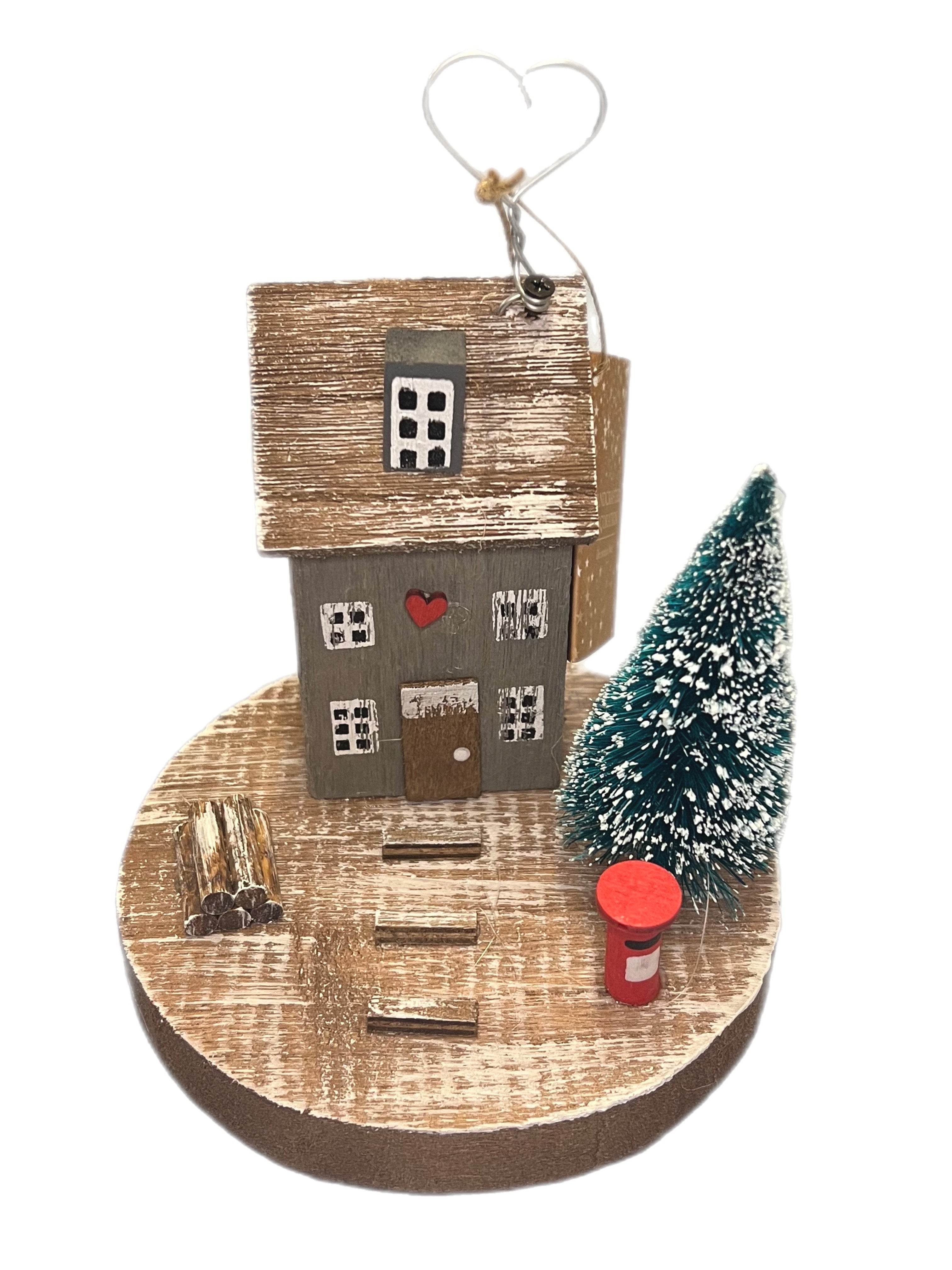 Festive Scene Christmas Decorative Wooden House Ornament