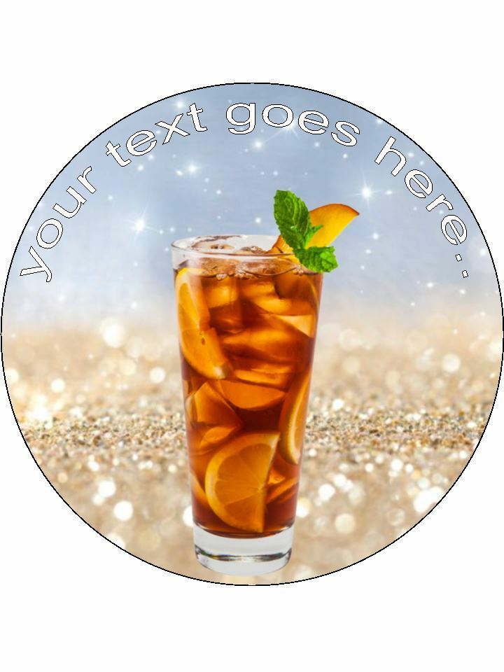 Iced Ice Tea Holiday Drink Personalised Edible Cake Topper Round Icing Sheet - The Cooks Cupboard Ltd