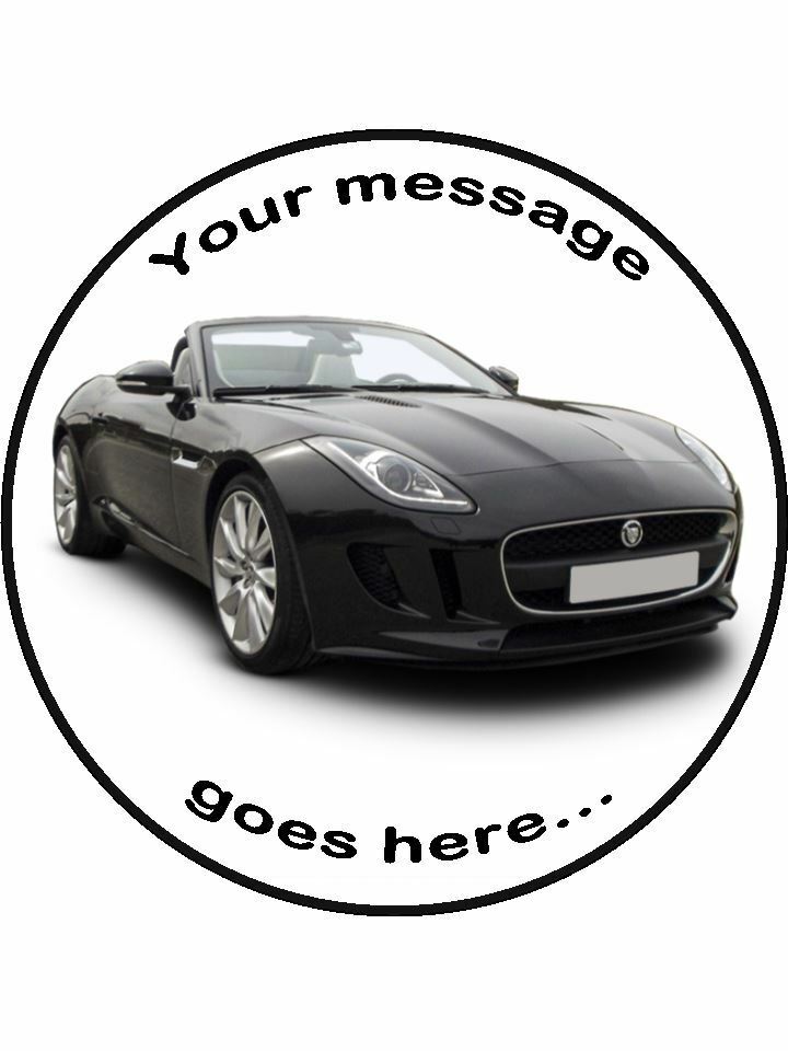 Jaguar fast super car Personalised Edible Cake Topper Round Icing Sheet - The Cooks Cupboard Ltd