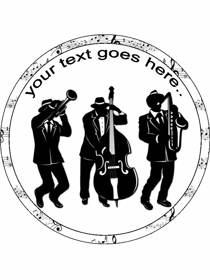 Jazz Musical music Personalised Edible Cake Topper Round Icing Sheet - The Cooks Cupboard Ltd