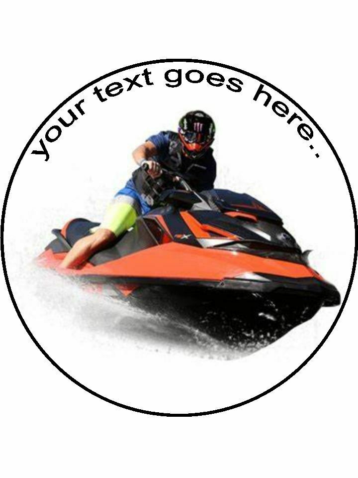 Jet ski watersports hobby Personalised Edible Cake Topper Round Icing Sheet - The Cooks Cupboard Ltd