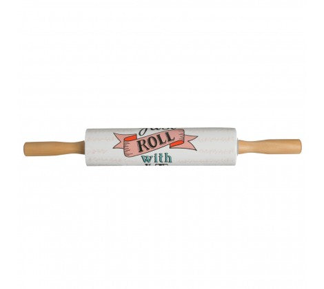 Just Roll with It - Pretty Thing Ceramic and Wooden Rolling Pin - The Cooks Cupboard Ltd