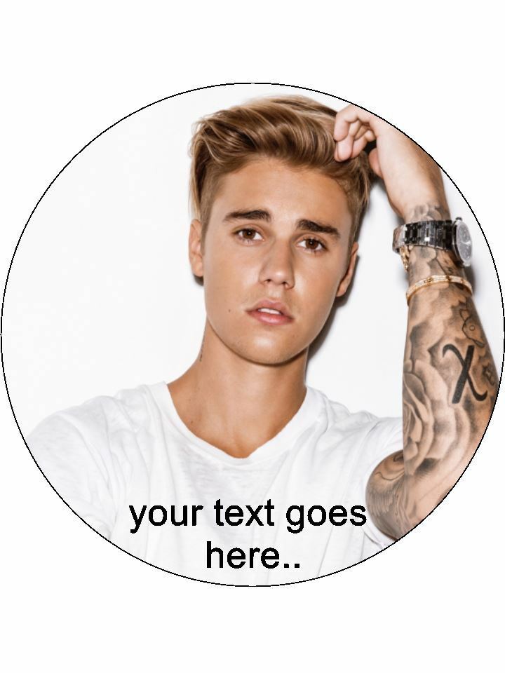 Justin Bieber singer artist Personalised Edible Cake Topper Round Icing Sheet - The Cooks Cupboard Ltd