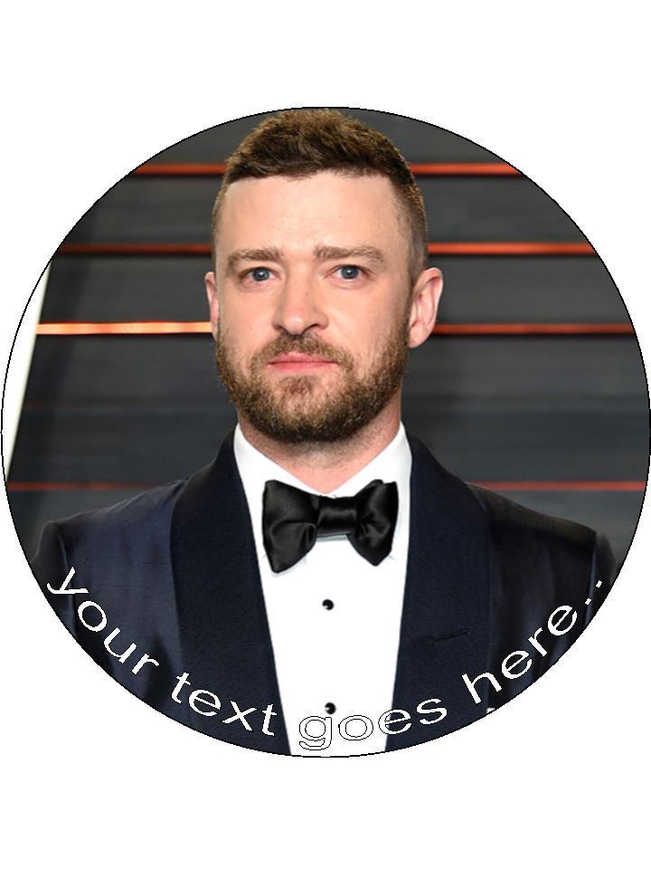 Justin Timberlake music artist Personalised Edible Cake Topper Round Icing Sheet - The Cooks Cupboard Ltd