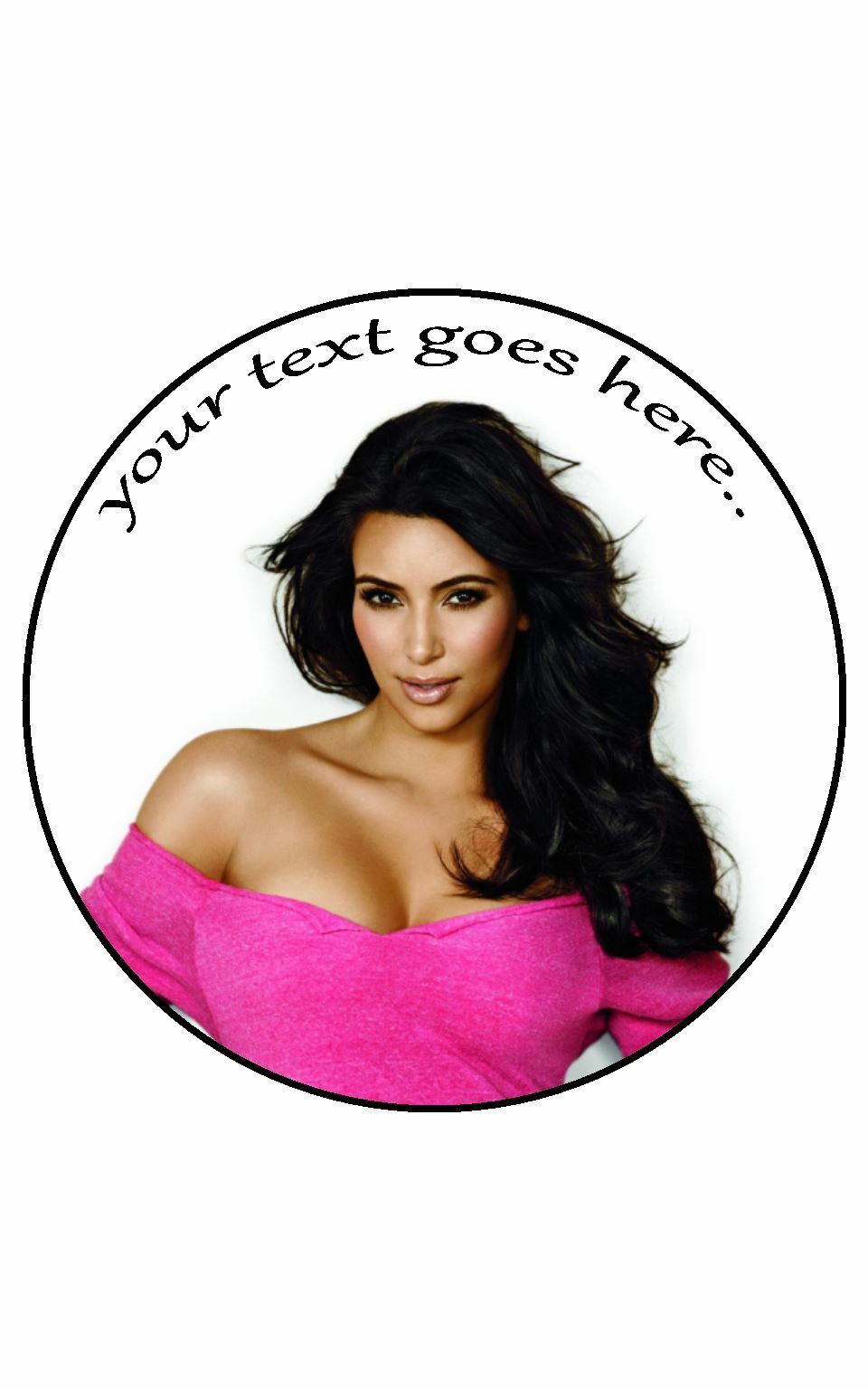 Kim Kardashian kim west Personalised Edible Cake Topper Round Icing Sheet - The Cooks Cupboard Ltd