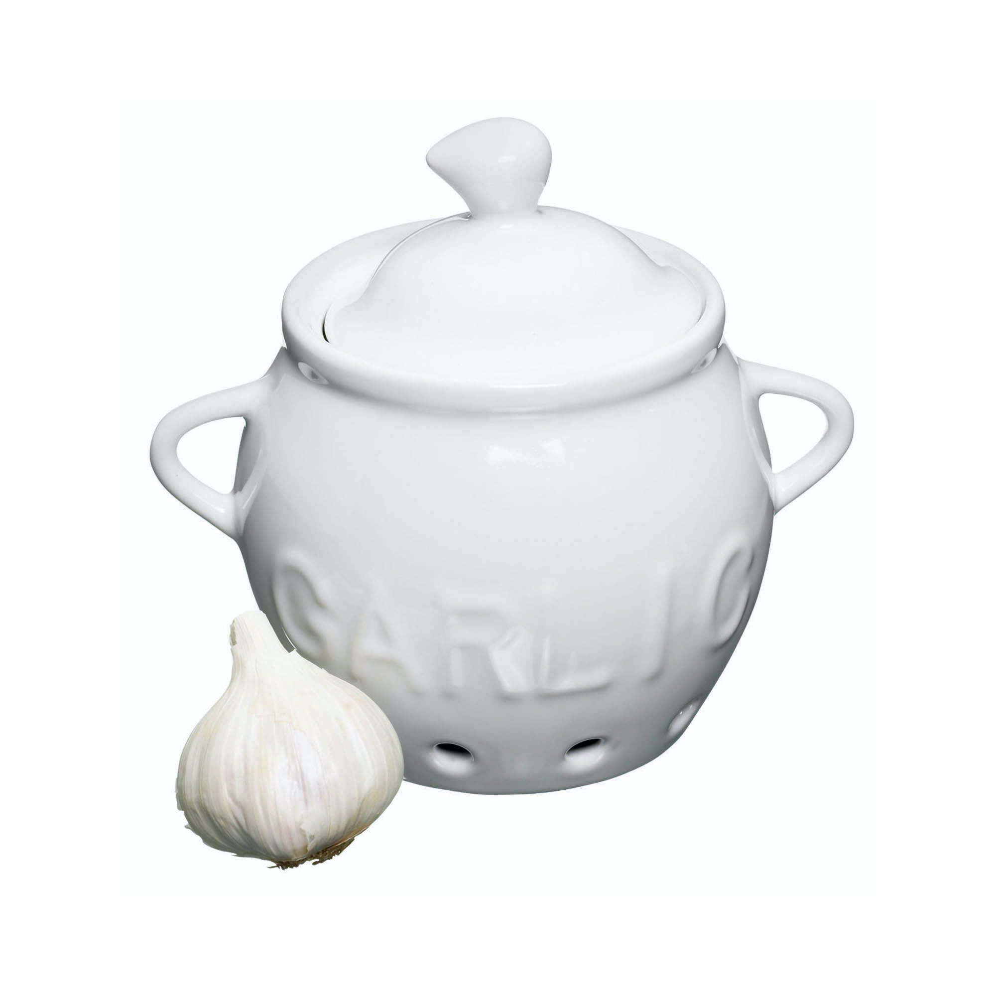 KitchenCraft Porcelain Garlic Storage Pot - The Cooks Cupboard Ltd