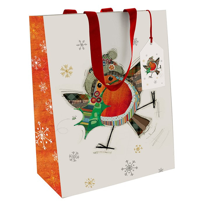 Kooks Christmas Robin Holly Gift Bag Small - The Cooks Cupboard Ltd