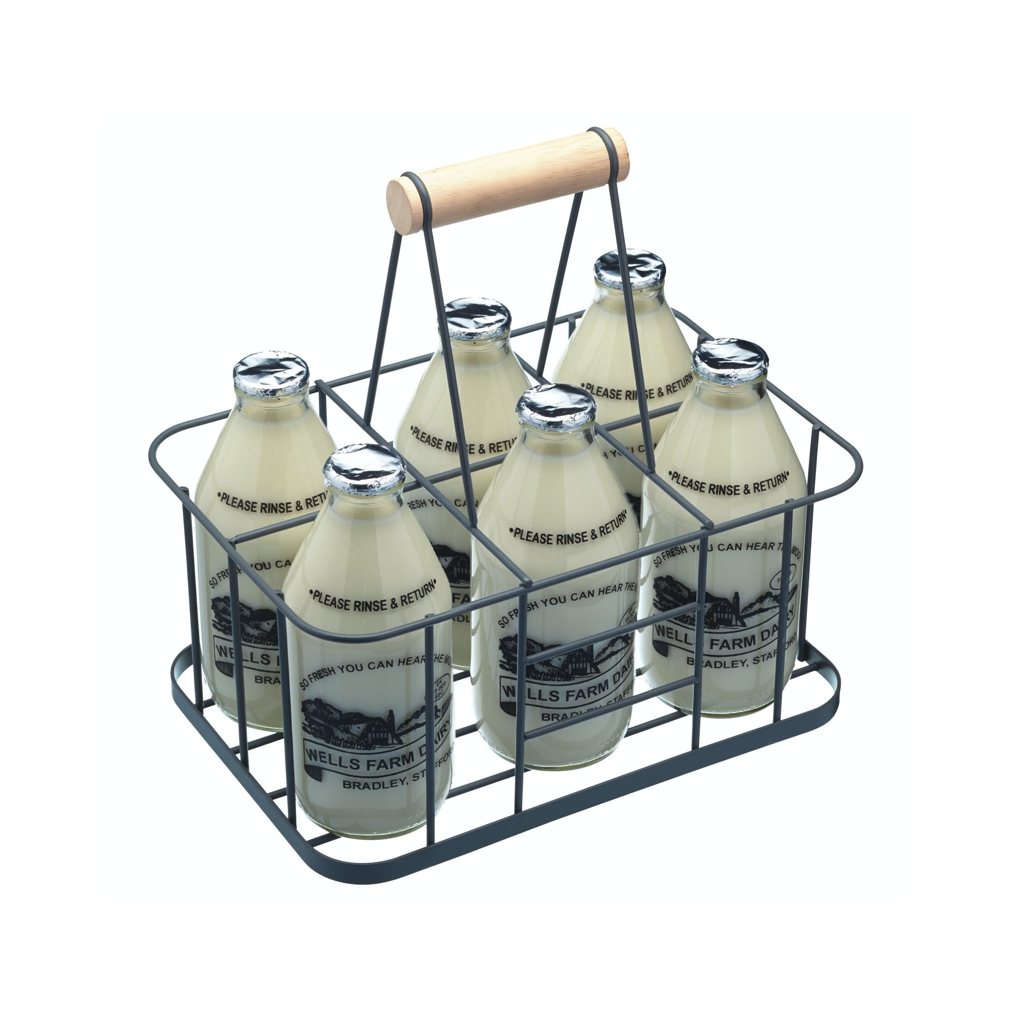 Living Nostalgia Wire Six Bottle Carrier - Ideal for Milk Bottles - The Cooks Cupboard Ltd
