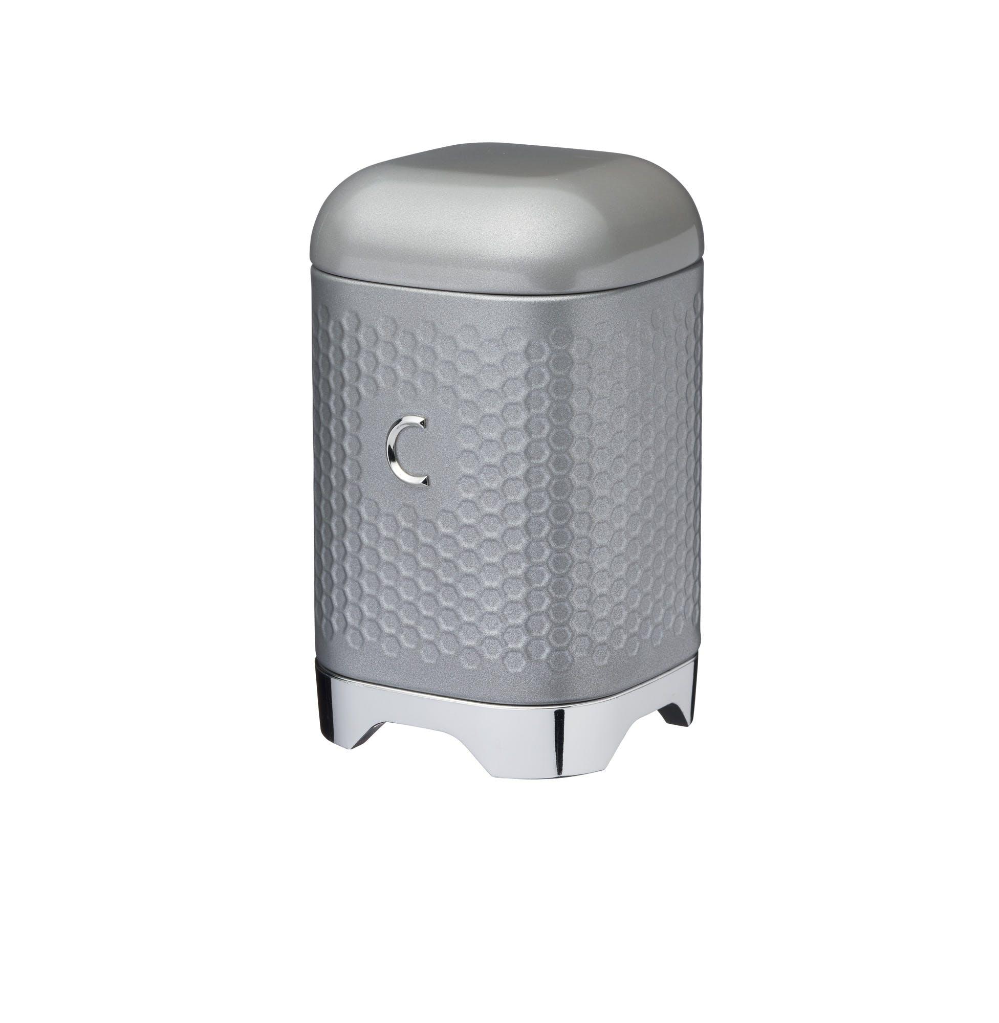 Lovello Retro Coffee Canister with Geometric Textured Finish - Shadow Grey - The Cooks Cupboard Ltd