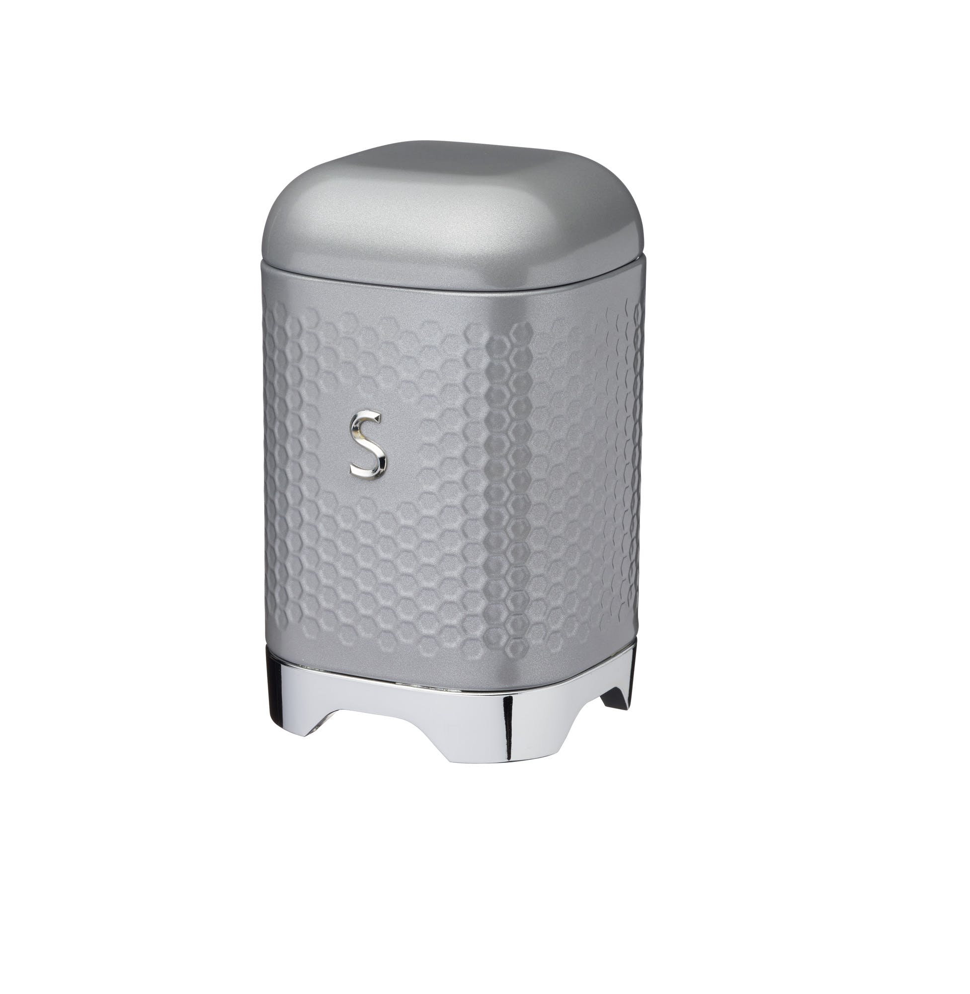 Lovello Retro Sugar Jar with Geometric Textured Finish - Shadow Grey - The Cooks Cupboard Ltd
