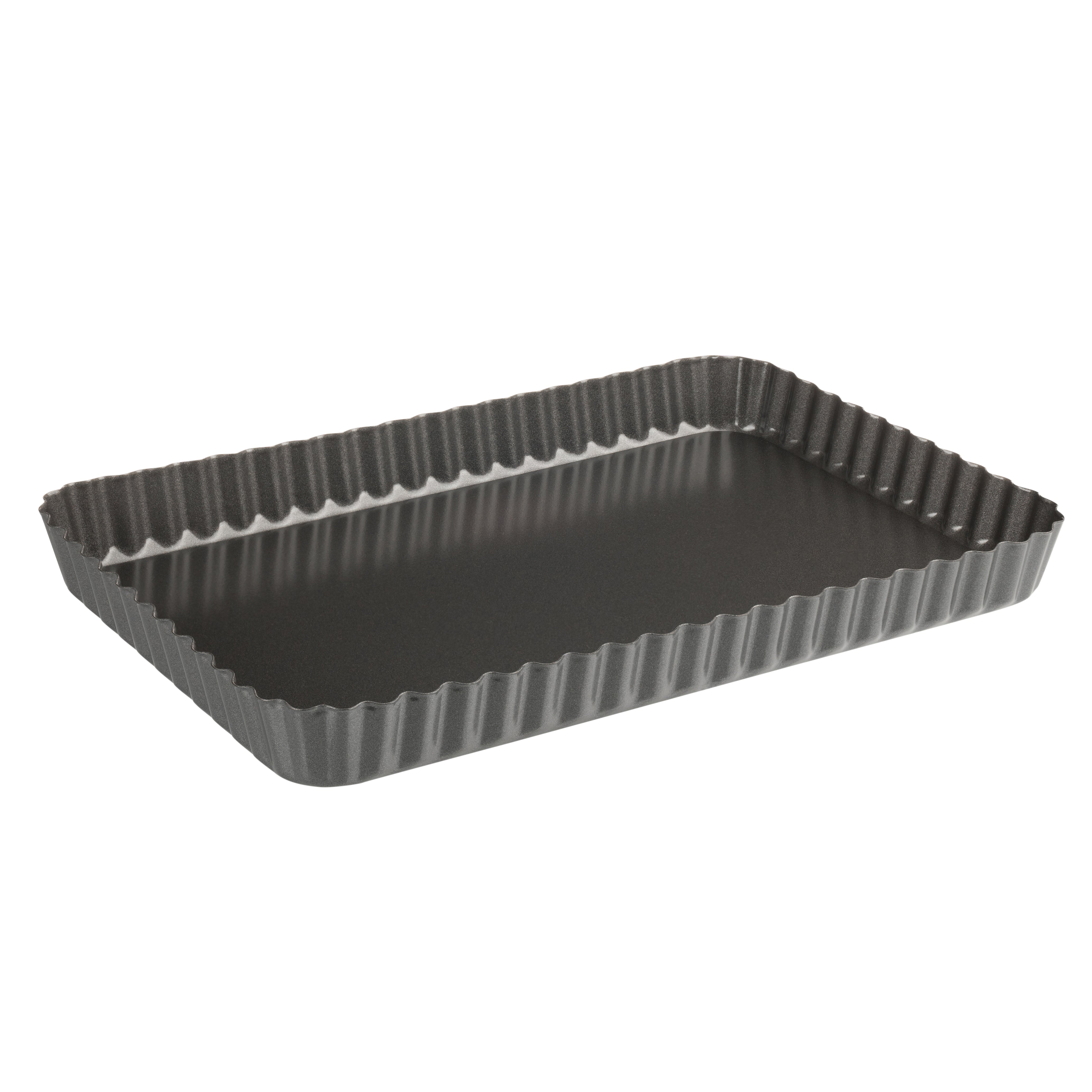 Luxe Kitchen Professional Quality Rectangle Loose Base Fluted Quiche Baking Pan 31cm x 21cm - The Cooks Cupboard Ltd