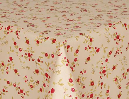 Red Flower Liberty Red PVC Wipe Clean Vinyl Table Covering / Table Cloth - The Cooks Cupboard Ltd