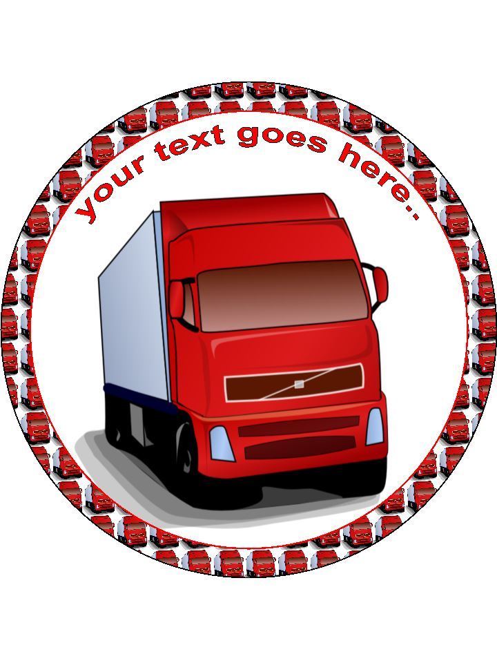 Lorry Truck driving driver red Personalised Edible Cake Topper Round Icing Sheet - The Cooks Cupboard Ltd