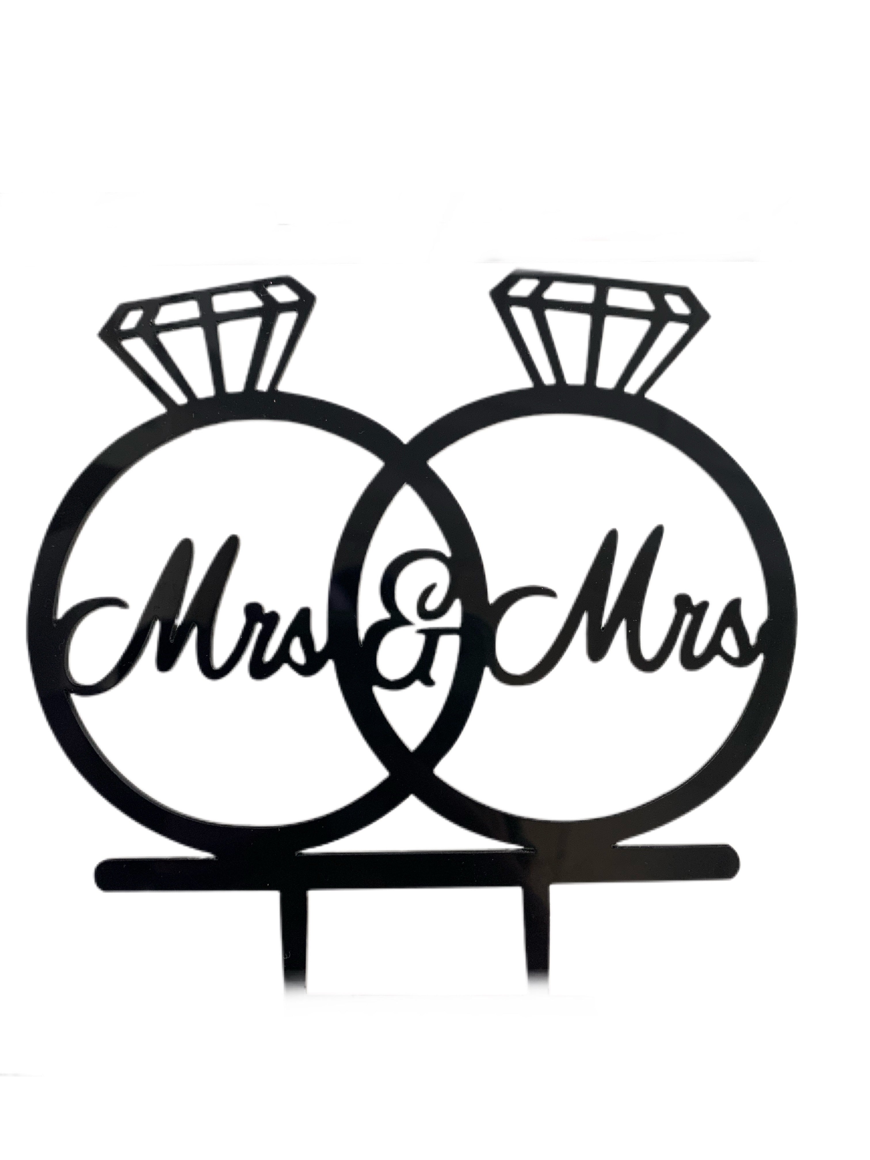 Mrs & Mrs Black Acrylic Wedding / Engagement Cake Topper - The Cooks Cupboard Ltd