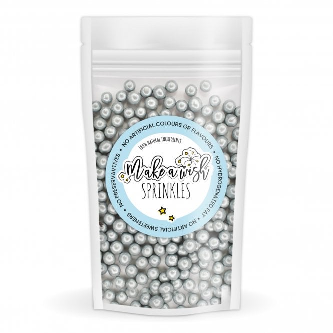 Make a Wish Sprinkles - 6mm Silver Pearls Edible Balls - VEGAN