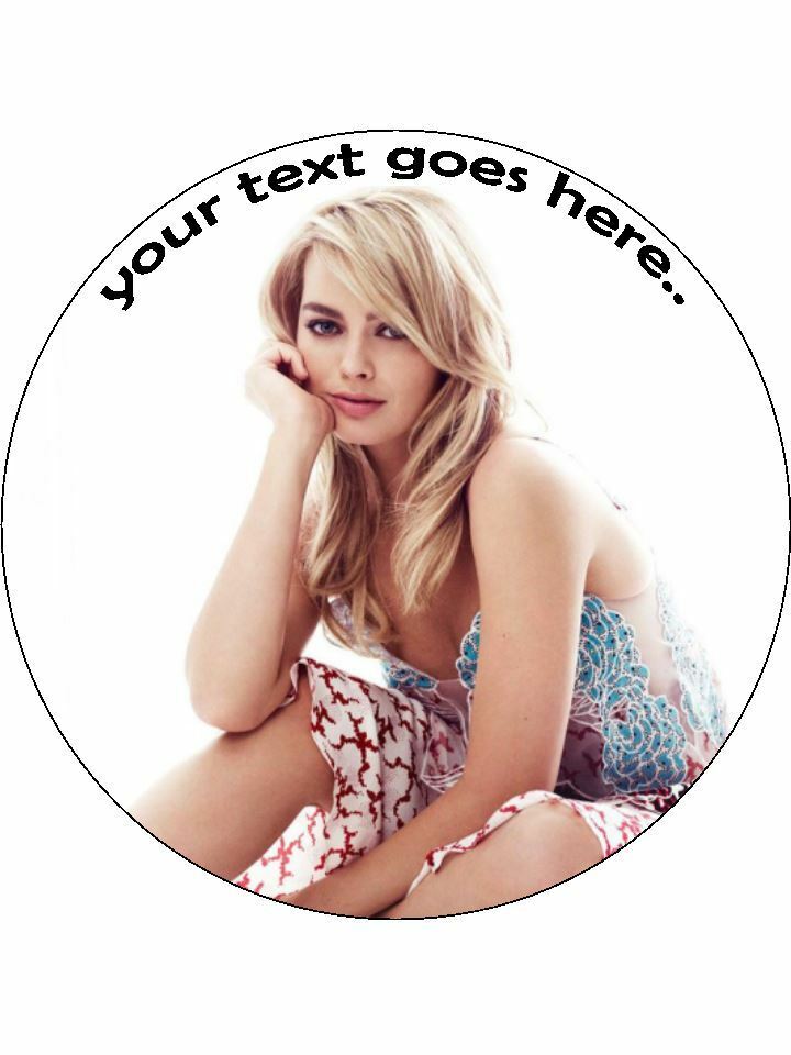 Margot Robbie actress Personalised Edible Cake Topper Round Icing Sheet - The Cooks Cupboard Ltd