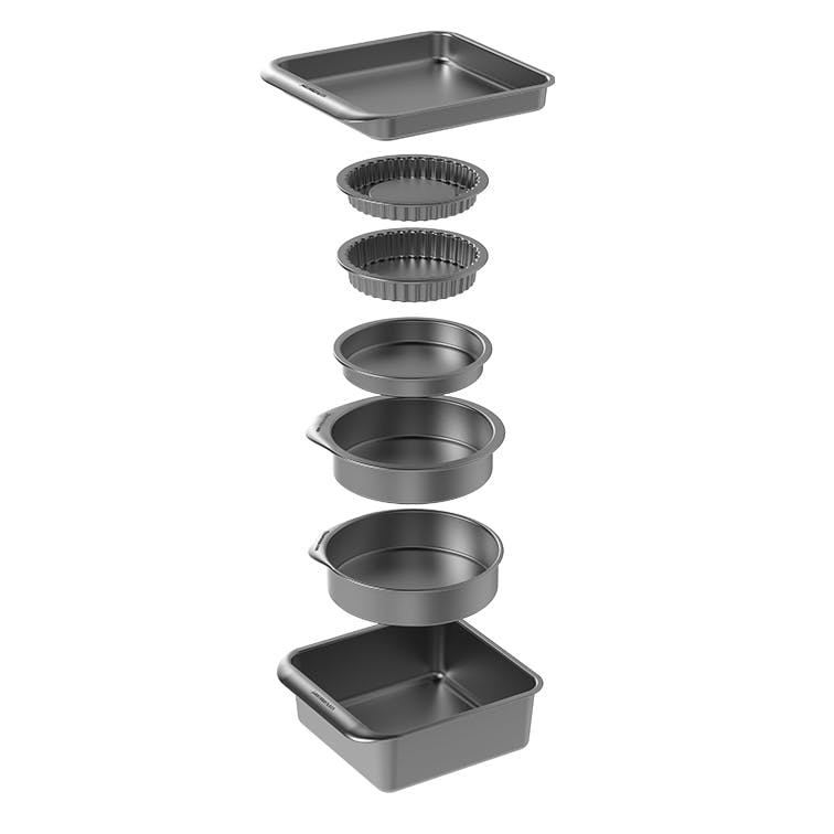 MasterClass Smart Space Stacking Seven Piece Non-Stick Roasting, Baking & Pastry Set - The Cooks Cupboard Ltd